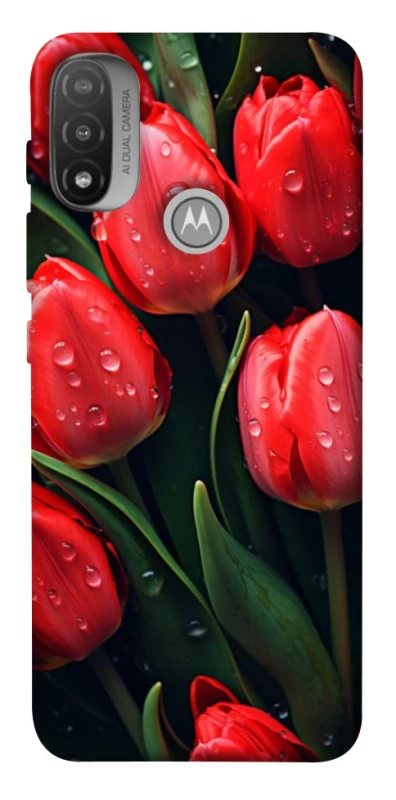 Чохол на Motorola Moto E20 Червоні тюльпани фото 1 з 1