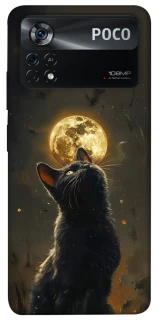 Чохол на Xiaomi Poco X4 Pro 5G Кіт під місяцем v2 фото 1 з 1