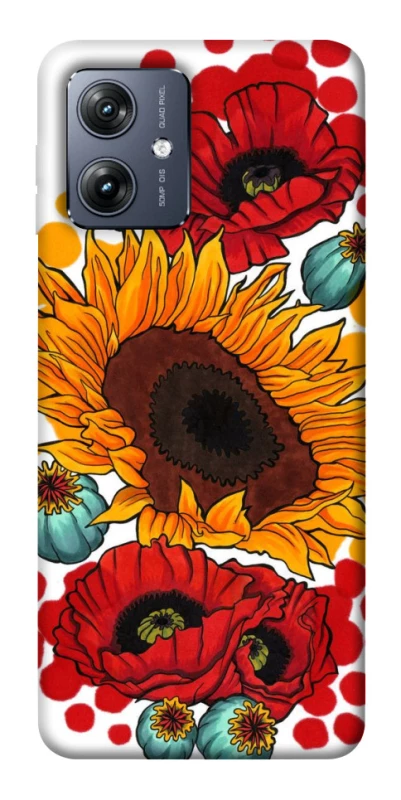 Чохол на Motorola Moto G54 Соняшники та маки фото 1 Чохол на Motorola Moto G54 Соняшники та маки фото 1 з 1