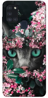 Чехол на Samsung Galaxy A21s Кот в цветах фото 1 из 1