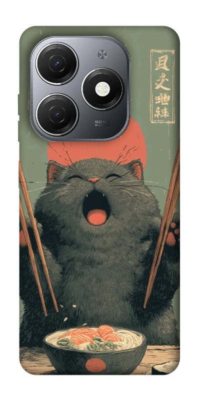 Чехол на TECNO Spark 20 Hungry Cat фото 1 из 1