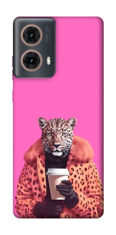Чохол на Motorola Moto G85 Леопард з кавою фото 1 з 1