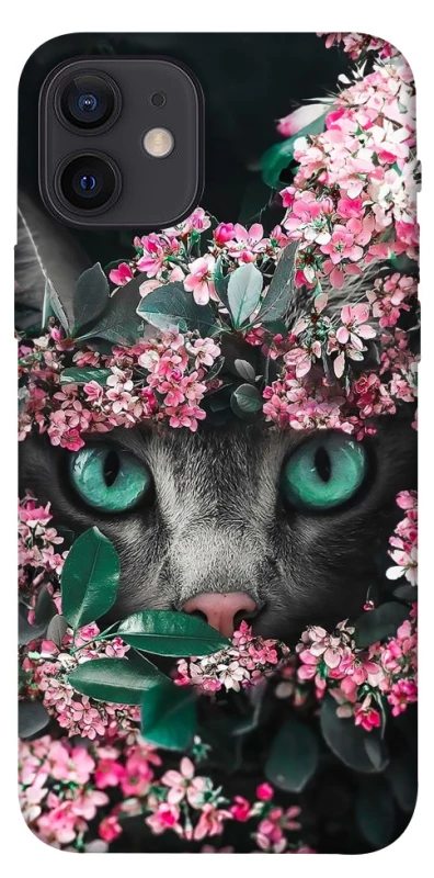 Чехол на Apple iPhone 12 (6.1") Кот в цветах фото 1 из 1
