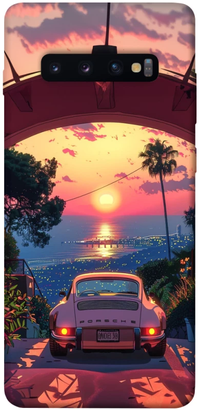 Чехол на Samsung Galaxy S10+ Porsche at sunset фото 1 из 1