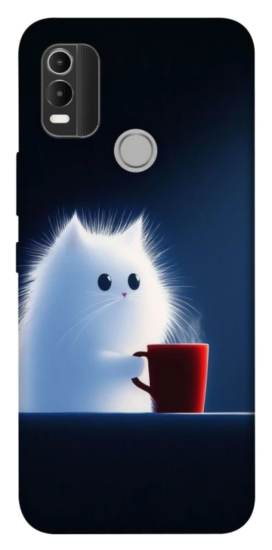 Чохол на Nokia C21 Plus Чохол кіт з кавою фото 1 з 1