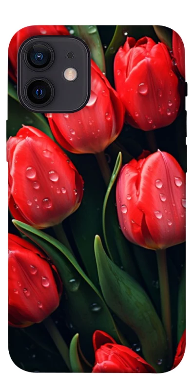 Чохол на Apple iPhone 12 mini (5.4") Червоні тюльпани фото 1 Чохол на Apple iPhone 12 mini (5.4") Червоні тюльпани фото 1 з 1