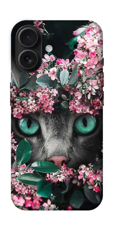 Чохол на Apple iPhone 16 Кіт в квітах фото 1 з 1