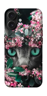 Чехол на Apple iPhone 16 Кот в цветах фото 1 из 1