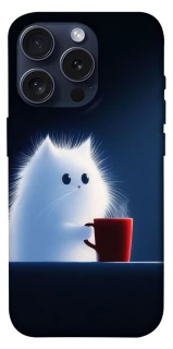 Чехол на Apple iPhone 15 Pro (6.1") Чехол кот с кофе фото 1 из 1
