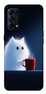 Чехол на Oppo Reno 5 4G Чехол кот с кофе фото 1 из 1