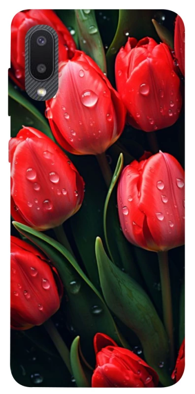 Чехол на Samsung Galaxy A02 Красные тюльпаны фото 1 из 1