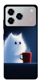 Чехол на ZTE Blade A76 Чехол кот с кофе фото 1 из 1